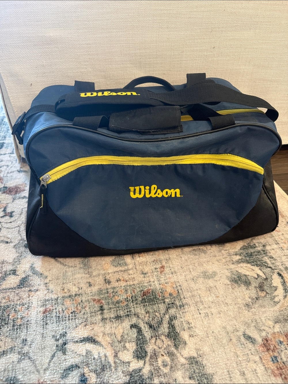 Wilson Navy and Yellow Duffel Bag with Front Zip Pocket